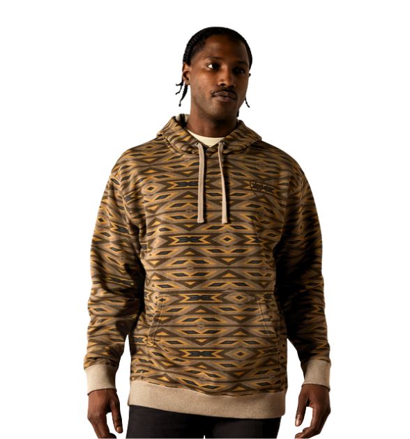 Men's Ariat All Over Print Hoodie - Khaki Southwest