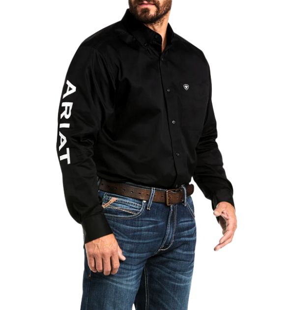 Men's Ariat Team Logo Twill Classic Fit Shirt - Black/White