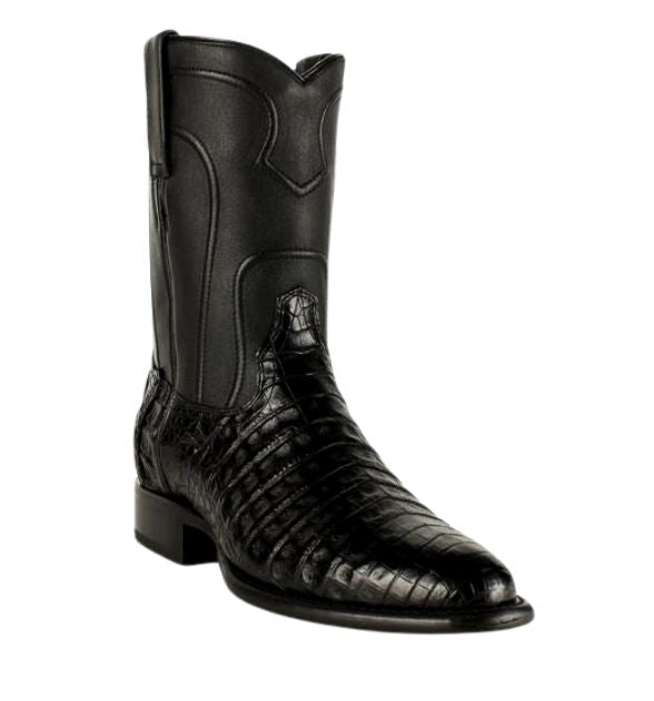 Los Altos Boots Men's Caiman Belly Roper Boot - Black