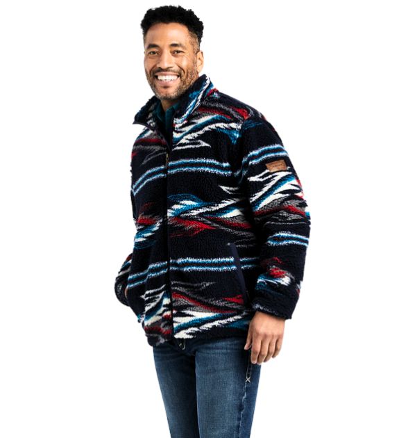 Men's Ariat Fleece Chimayo New Mexico Jacket - Navy