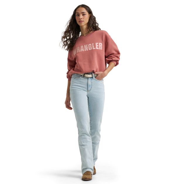 Wrangler Women's Crew Fleece Sweater – Withered Rose | Western Sweatshirt