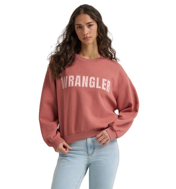 Wrangler Women's Crew Fleece Sweater – Withered Rose | Western Sweatshirt