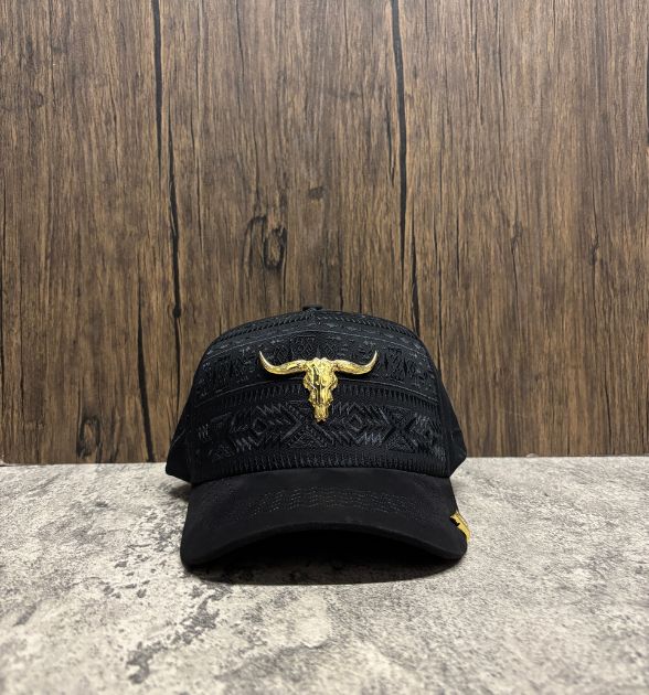 The King Ranch Men's Black Trucker Cap – Bull Logo | Western Snapback Hat