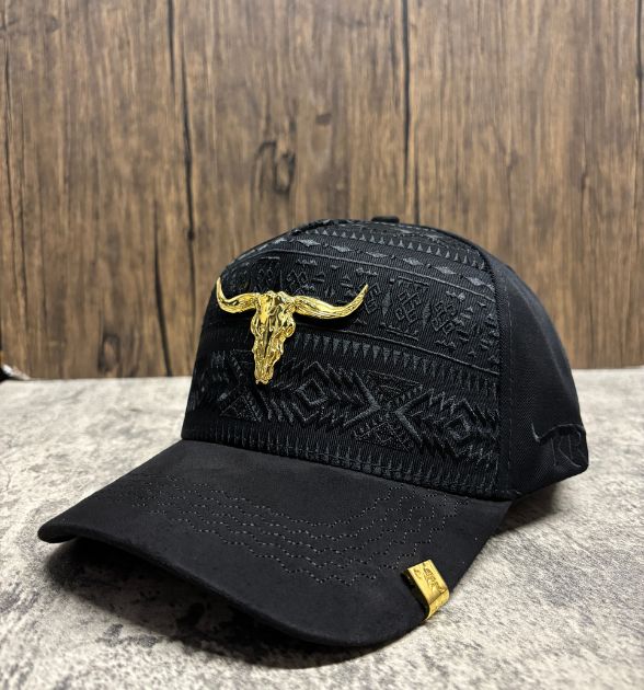 The King Ranch Men's Black Trucker Cap – Bull Logo | Western Snapback Hat