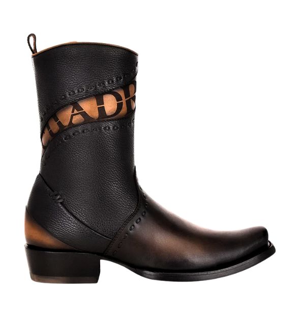 Men's Cuadra Bovine Leather Narrow Square Toe Zipper Boot - Black
