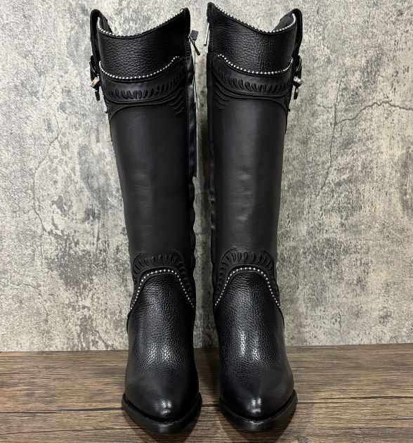 Cuadra Women's Black Bovine Leather Western Boots – Round Toe