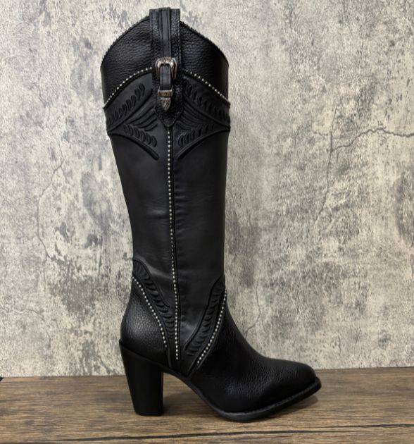 Cuadra Women's Black Bovine Leather Western Boots – Round Toe