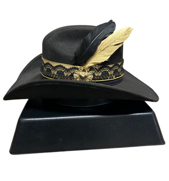 Stone Women's Black Cowboy Hat with Gold Accents | Western Hat