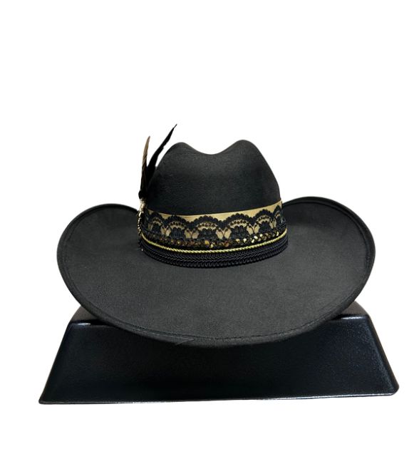Stone Women's Black Cowboy Hat with Gold Accents | Western Hat
