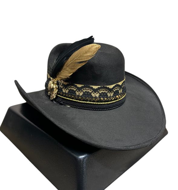 Stone Women's Black Cowboy Hat with Gold Accents | Western Hat