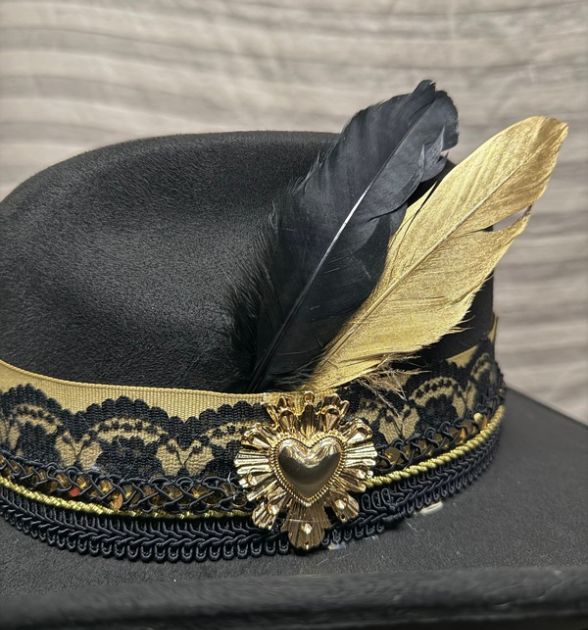 Stone Women's Black Cowboy Hat with Gold Accents | Western Hat