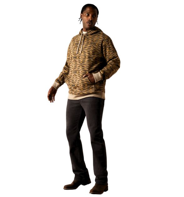 Men's Ariat All Over Print Hoodie - Khaki Southwest