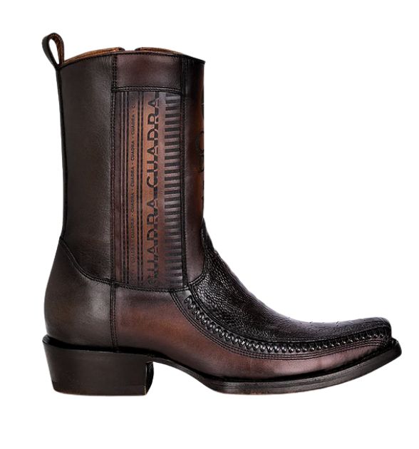 Cuadra Men's Ostrich Leg Leather Narrow Square Toe Boot - Chocolate