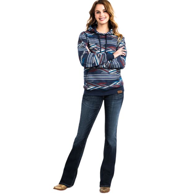 Ariat Women's All Over print Chimayo Hoodie, New Mexico Navy Print