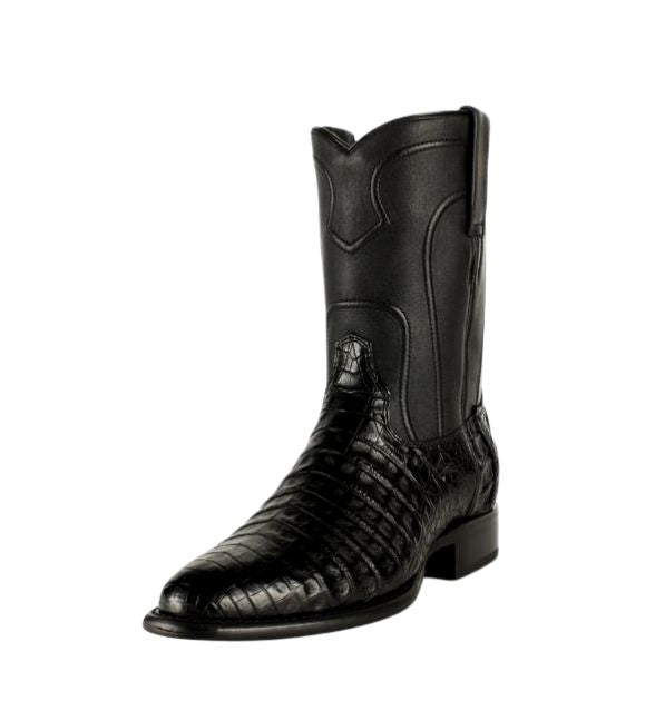 Los Altos Boots Men's Caiman Belly Roper Boot - Black