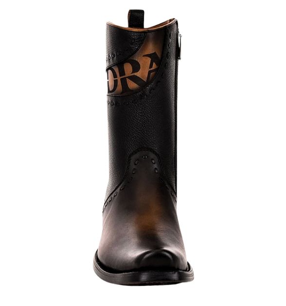 Men's Cuadra Bovine Leather Narrow Square Toe Zipper Boot - Black