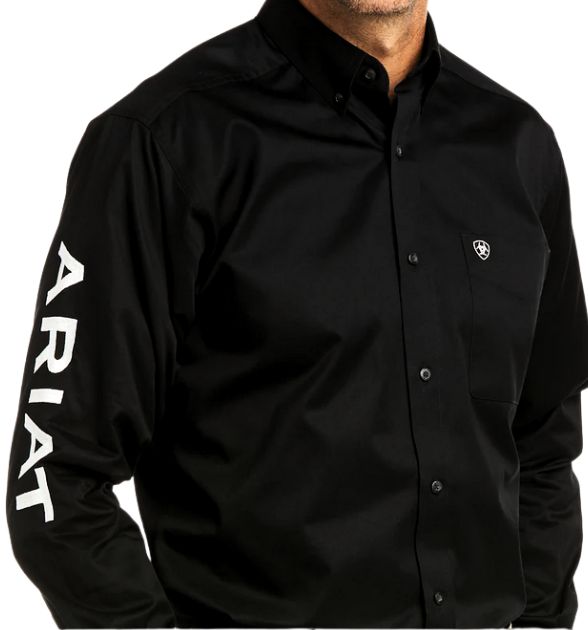 Men's Ariat Team Logo Twill Classic Fit Shirt - Black/White
