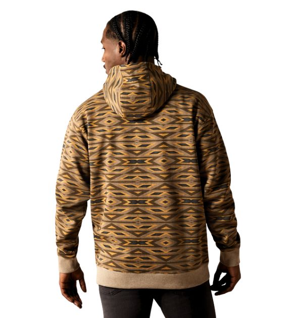 Men's Ariat All Over Print Hoodie - Khaki Southwest