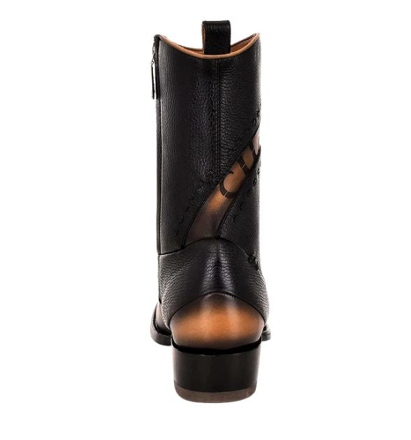 Men's Cuadra Bovine Leather Narrow Square Toe Zipper Boot - Black