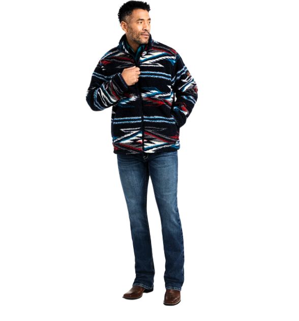 Men's Ariat Fleece Chimayo New Mexico Jacket - Navy