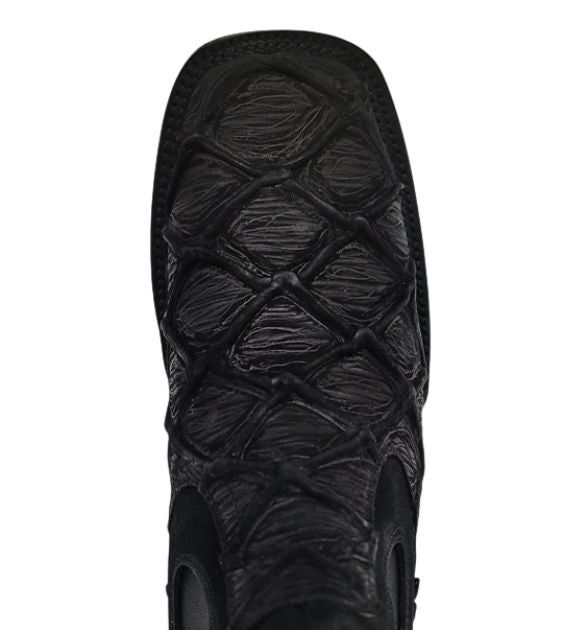 Men's Hooch Pirarucu Leather Print Square Toe Boot - Black