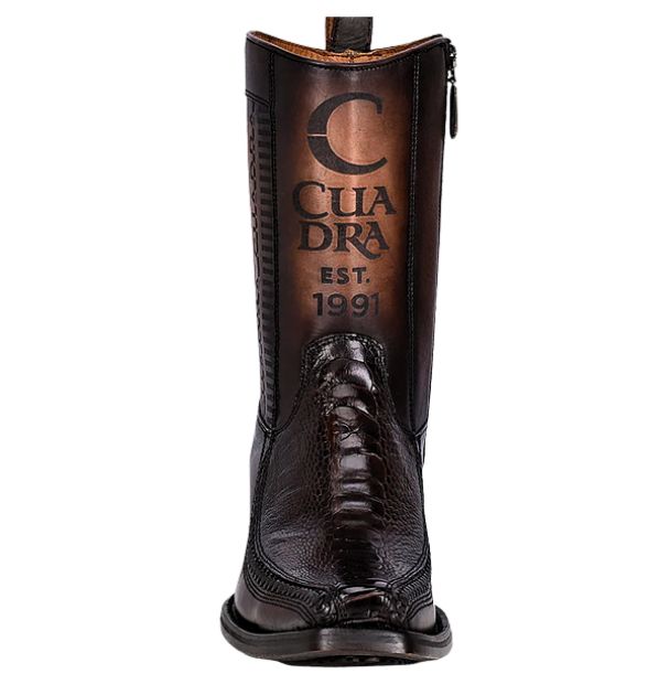 Cuadra Men's Ostrich Leg Leather Narrow Square Toe Boot - Chocolate