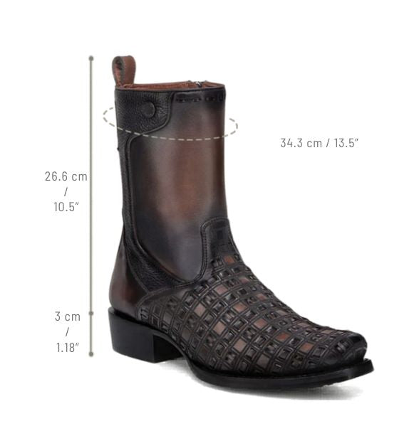 Cuadra Men's Bovine Narrow Square Toe Zipper Boot - Brown