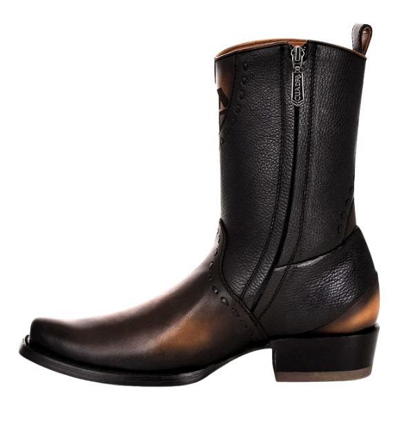 Men's Cuadra Bovine Leather Narrow Square Toe Zipper Boot - Black