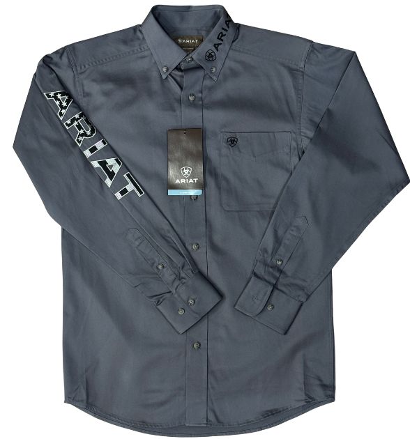 Ariat Men's Team Logo Twill Classic Long Sleeve Western Shirt – Quiet Shade Gray