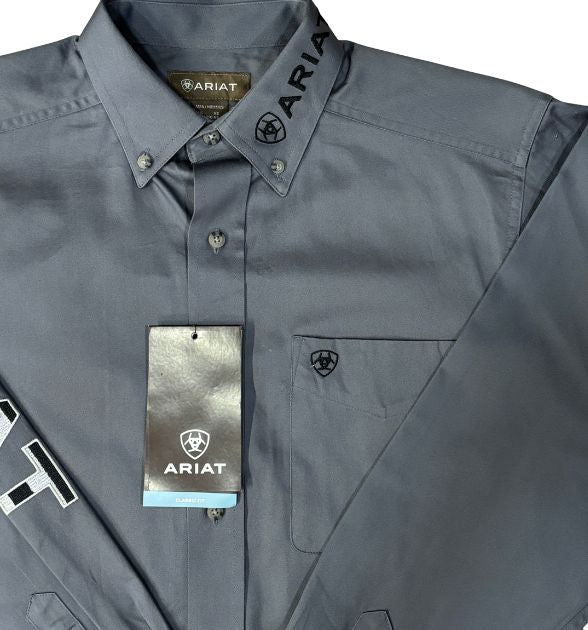 Ariat Men's Team Logo Twill Classic Long Sleeve Western Shirt – Quiet Shade Gray