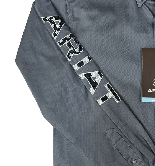 Ariat Men's Team Logo Twill Classic Long Sleeve Western Shirt – Quiet Shade Gray