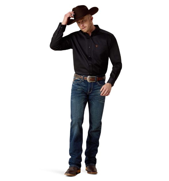 Men's Ariat Solid Twill Classic Long Sleeve Shirt - Black