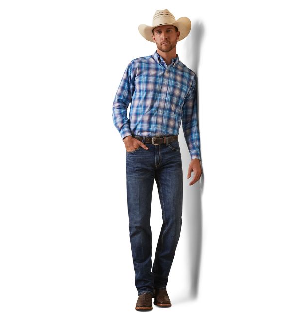 Ariat Men's Pro Lukas Long Sleeve Shirt – Light Blue Plaid