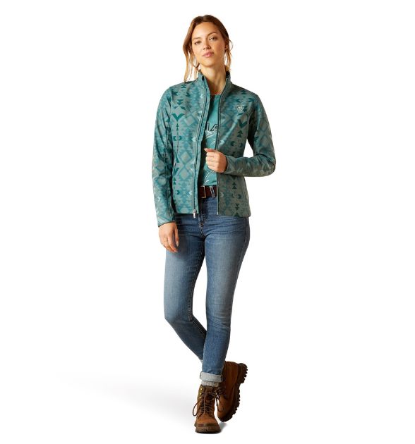Ariat Women's Southwestern Softshell Jacket – Pinewood/Turquoise
