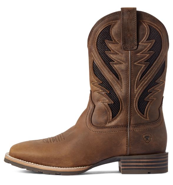 Ariat Hybrid VentTEK™ Men's Western Boot – Distressed Tan | Wide Square Toe