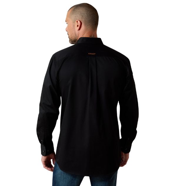 Ariat Men's Solid Twill Fitted Long Sleeve Western Shirt - Black