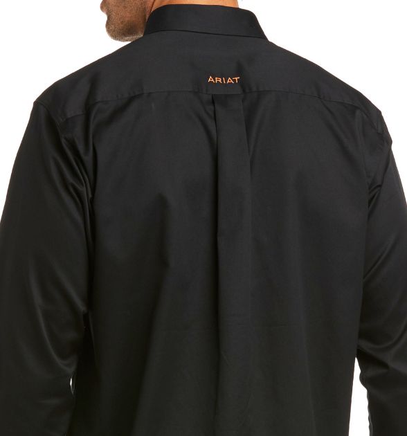 Ariat Men's Solid Twill Fitted Long Sleeve Western Shirt - Black
