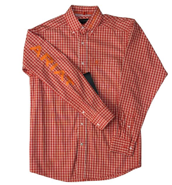 Ariat® Pro Team Malcolm Classic Long Sleeve Shirt – Orange | Men's Western Shirt