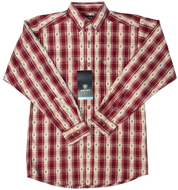 Ariat Pro Kayden Classic Long Sleeve Shirt – Red Heart | Men's Western Shirt