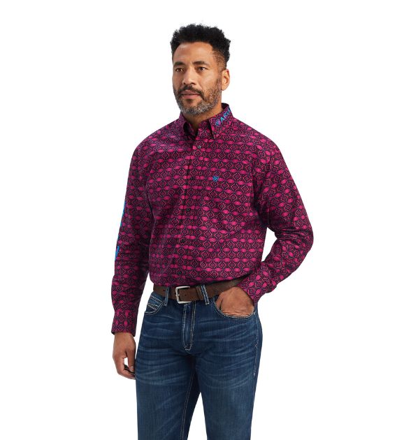 Ariat Men's Team Markus Long Sleeve Shirt – Magenta Purple