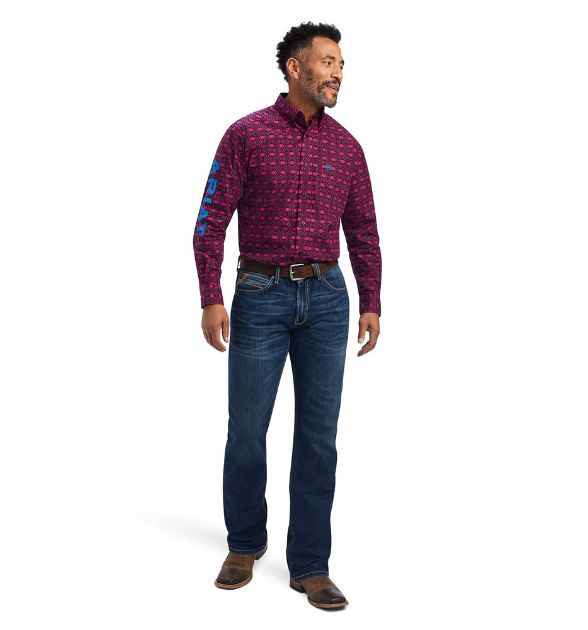 Ariat Men's Team Markus Long Sleeve Shirt – Magenta Purple
