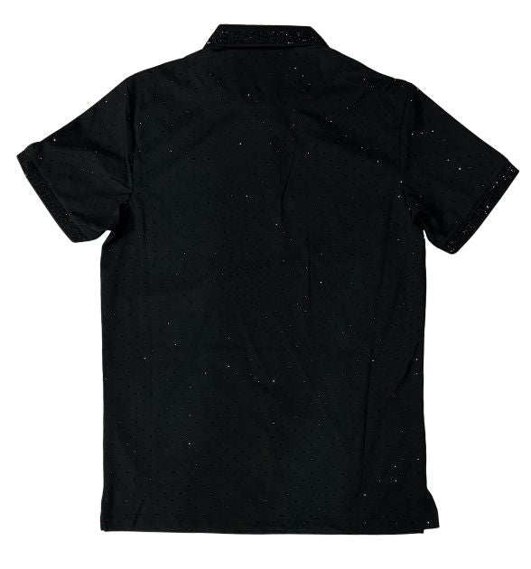 BC1 Men's Luxury Polo Collection Shirt – Black Rhinestone Polo