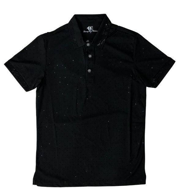 BC1 Men's Luxury Polo Collection Shirt – Black Rhinestone Polo