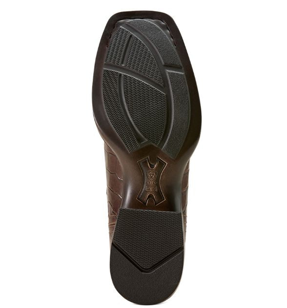 Men's Ariat Booker Chelsea Wide Square Toe Western Boot - Chocolate Croc Print