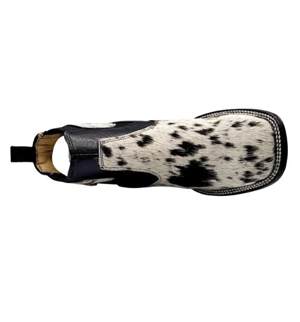 Men’s Square Toe Botin Unique Cowhide Hair Leather