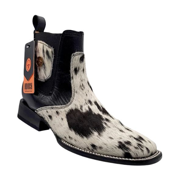 Men’s Square Toe Botin Unique Cowhide Hair Leather