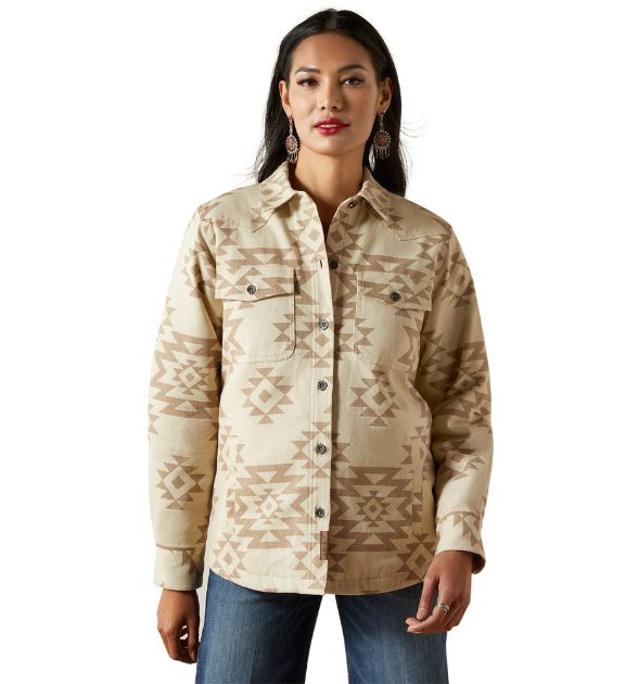 Ariat Women's Clovis Insulated Shirt Jacket - Puebla Print Beige