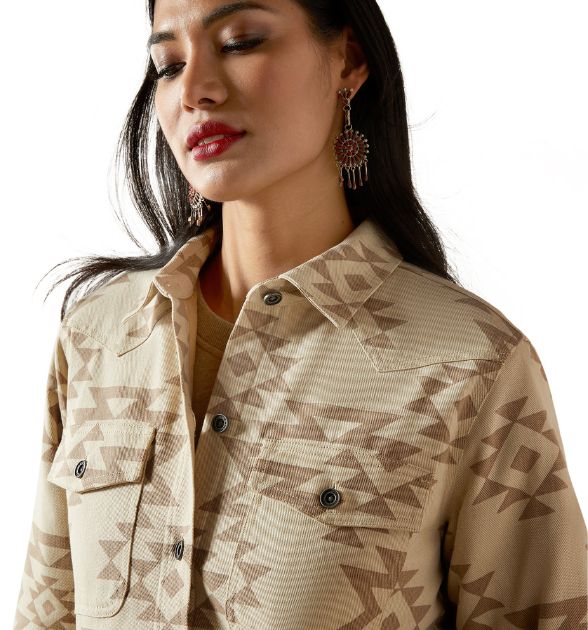 Ariat Women's Clovis Insulated Shirt Jacket - Puebla Print Beige