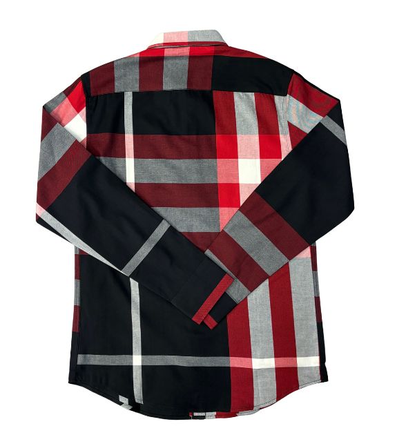 K1JEANS Men's Long Sleeve Plaid Shirt - Black & Red