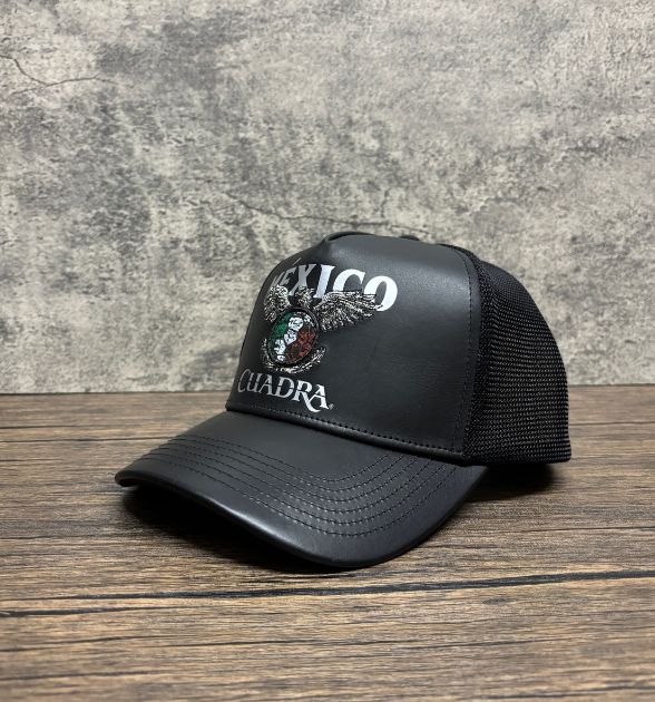 Cuadra Unisex Bovine Leather Mexico Limited Edition Cap - Black